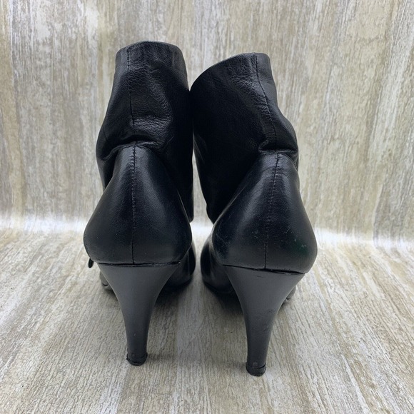 NINE WEST Black Heels Slouchy Leather Ankle‎ Boots Buttery Soft Booties 6M - Picture 4 of 9